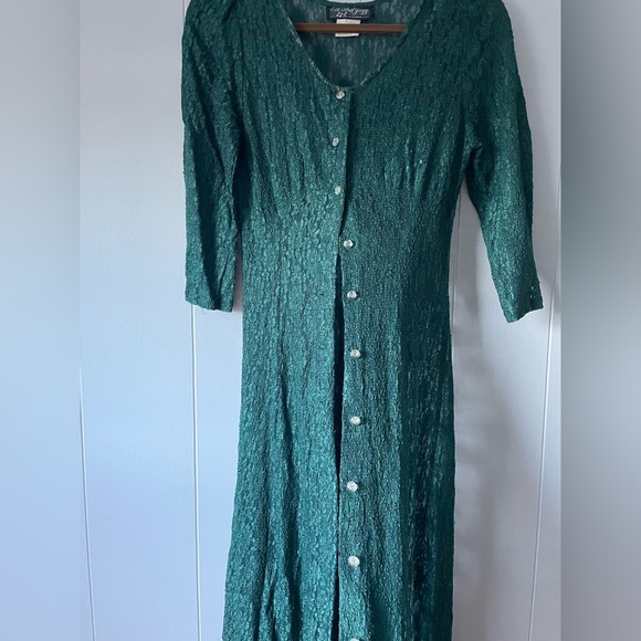 atj Dresses All That Jazz Green Lace Button Dress Size 112 Vintage